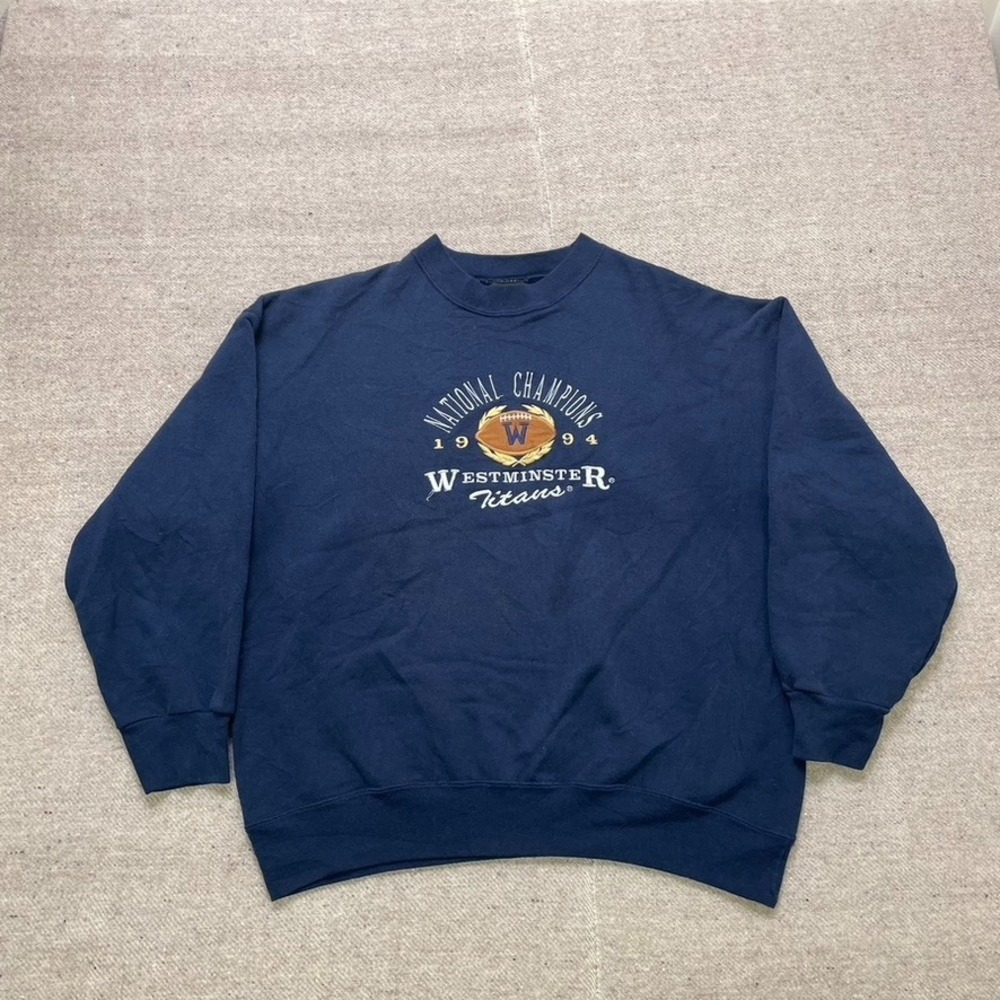 Vintage Westminster Titans Sweatshirt Mens XL Blue 1990s Travaux
